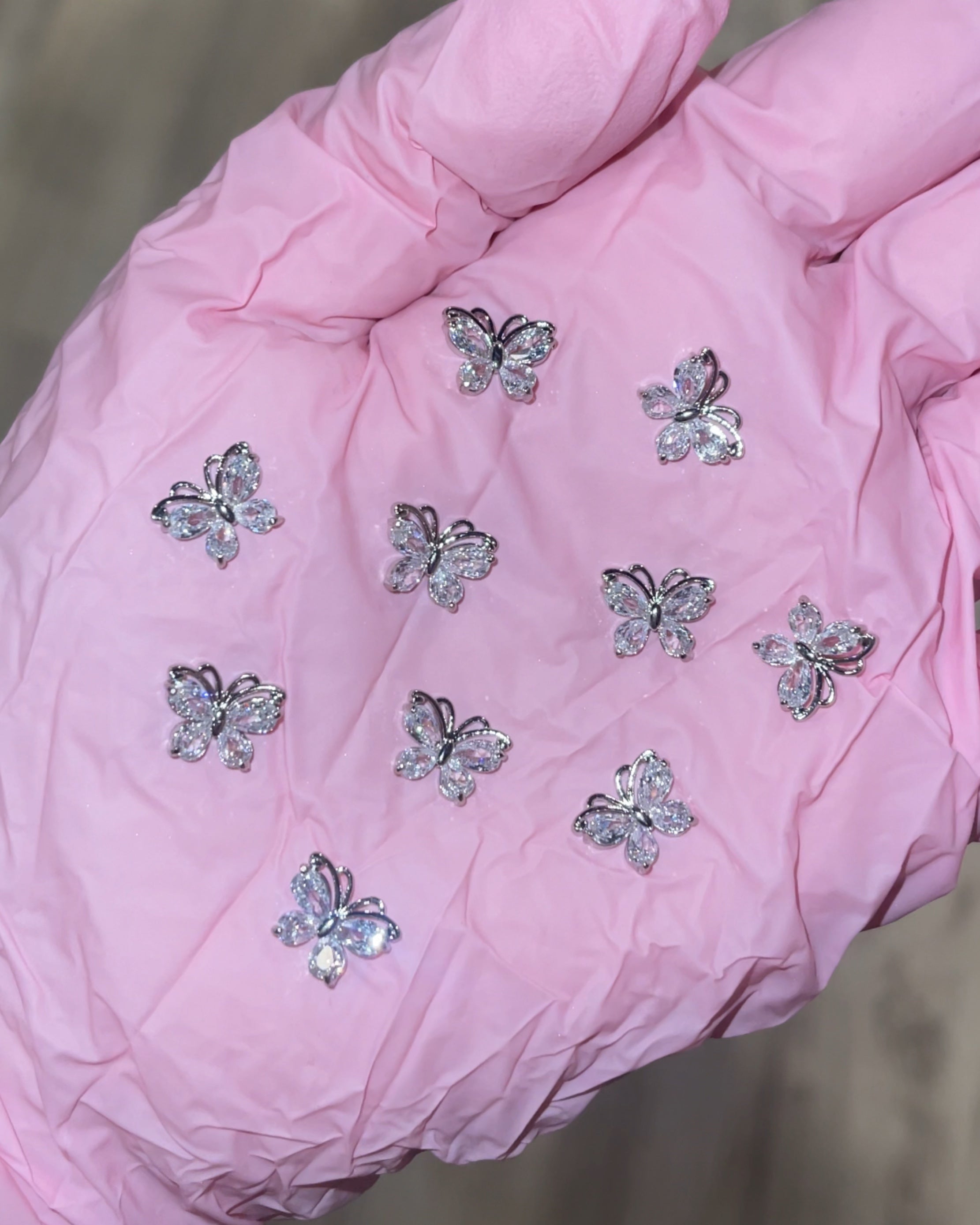 CRYSTAL BUTTERFLY CHARM - 4 PCS